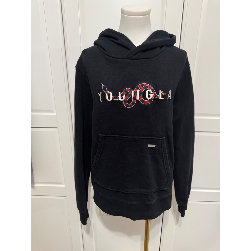 YoungLA 510 Snake Logo Hoodie Black Mens Medium Cotton Fleece Sweatshirt